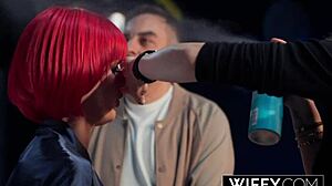 Wifey fiery redheaded hotwife Samantha Sinz craves BBC, sucking and deepthroating before doggystyle and spooning. She licks balls in heels while taking it deep.