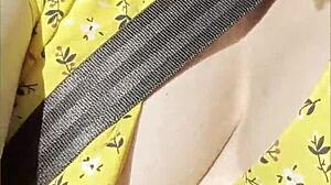 Wifey flashes her perfect big tits while driving in the car, getting all exhibitionist outdoors!