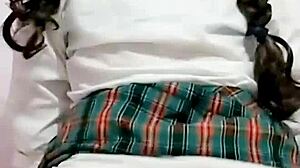 Young 18-19 Alumna in Uniform Masturbates Outdoors, Craving Cock at Early Age in Casero.