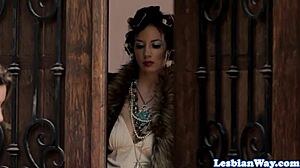 busty lesbian babe says to girlfriend, time to lick your sweet pussy