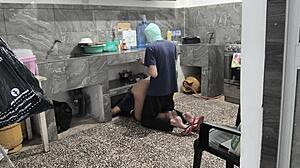 my stepsister got stuck in the kitchen while cleaning so i helped her out