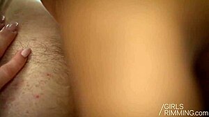 Lesbian Woman Rimming A Guy In Group Threesome, Cum And Rimjob Action