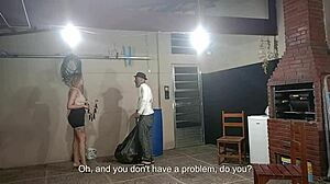 Dirty Beggar Gets Lucky With Lady's Natural Tits In Costume