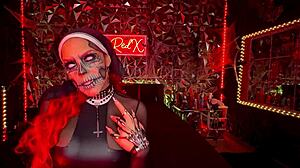 Sinister nun performs in Halloween hell