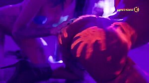 Neon party escalates - girls fuck and scream with pleasure!