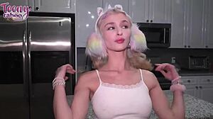 Stepdaughter Emma Rosie interacts with mature Seth Brogan in family setting