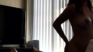 Hey, check out this asian with big tits riding a cock!