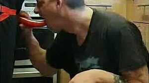 Suggestive Pegging Boyfriend's Ass in Kitchen, Public Cornfield, and Bathroom with Ass to Mouth