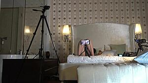 big tits brunette teases guy with see through dress