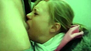 slut gives hard deep throat blowjob on cock