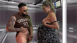 Minha Vizinha Grávida Gostosa Fez Boquete no Elevador do Condomínio