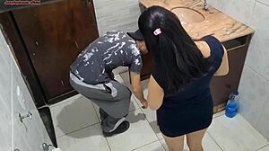 Monster Cock Pounds Tight Pussy In Bathroom With Natural Tits And Small Waist Action