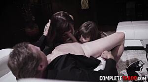 teen and milf get taboo threeway with brunette