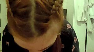 My redhead roommate grabbed my cock for a quick blowjob, spat cum back