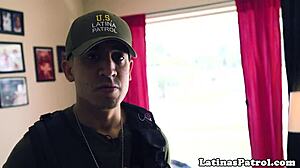 Real Latina immigrant gets handcuffed, bent over, and pounded doggystyle by lucky agent.