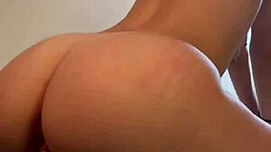 Skinny Babe In Gray Beanie Rides And Spreads For Roommate In Cowgirl Position