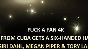 The lucky horny fan says, 'I'm reaming Tory Lane and Megan's pussies'