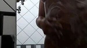 This hot latina brunette shows off her big ass in the shower