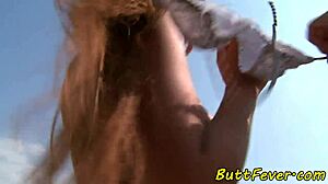 Glamcore eurobabe buttfucked outdoors shaved pussy doggystyle