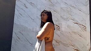 After creampie, she showered naked in backyard for neighbors! 😜