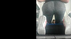 Mexican Teen Bent Over in Gym Leggings!