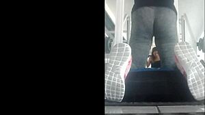 Mexican Teen Bent Over in Gym Leggings!