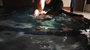 I boldly hit my buddy's old lady in the pool, fucking her hard