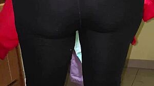 she came in transparent leggings and thong