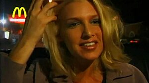 Watch this cougar deepthroat and get fucked in the car, cumshot on her tits. Who's watching?