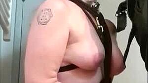 bound slave gives bj and gets cum after piss