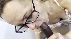 Horny Mature Rita Sucks Black Cock POV with Cumshot.