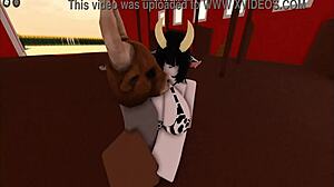 cow girl rides and gets fucked hard by bull in intense cowgirl position