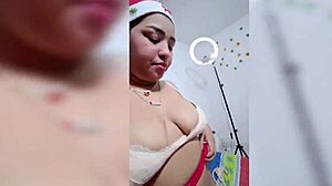 Colombian brunette bent over for doggystyle fucking all christmas week