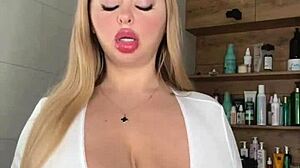 an adult milf with natural tits is waiting caressing