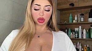 an adult milf with natural tits is waiting caressing