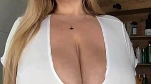 an adult milf with natural tits is waiting caressing
