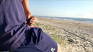 milf surprises me with public handjob in front of everyone