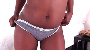 danielle ried's ebony lips wrap around big white dick in pov blowjob, swallowing cum