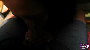 Undertable Backyard Blowjob With Huge Cock Handjob And Cum Swallow