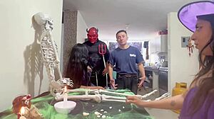 halloween party features wild orgy with deepthroat and ass licking