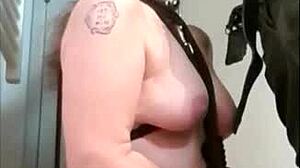 bound slave gives bj and gets cum after piss