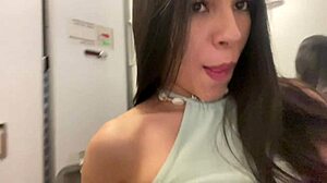 Amateur Teen Passenger Gets Facial While Masturbating In Plane Bathroom