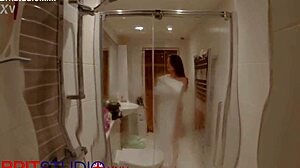 Curvy Blue-Eyed Teen Flashes in Shower for First Time Voyeur Neighbor Watching Wet Bathroom Action