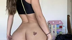 Lana Rhoades says, Watch me play with my big tits and ass on camera.