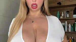 an adult milf with natural tits is waiting caressing