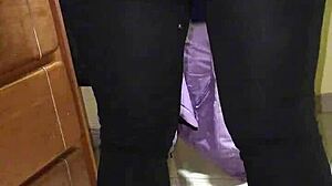 she came in transparent leggings and thong