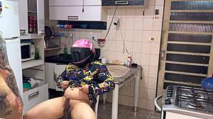 Naughty Wife Naked At Door Fucks Water Guy.