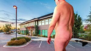 Stripping And Masturbating In Parking With Big Cock