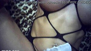 Brunette babe gets cum on tits, continues missionary fuck.