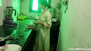 indian maid turns kitchen cleaning into steamy blowjob and rough action  